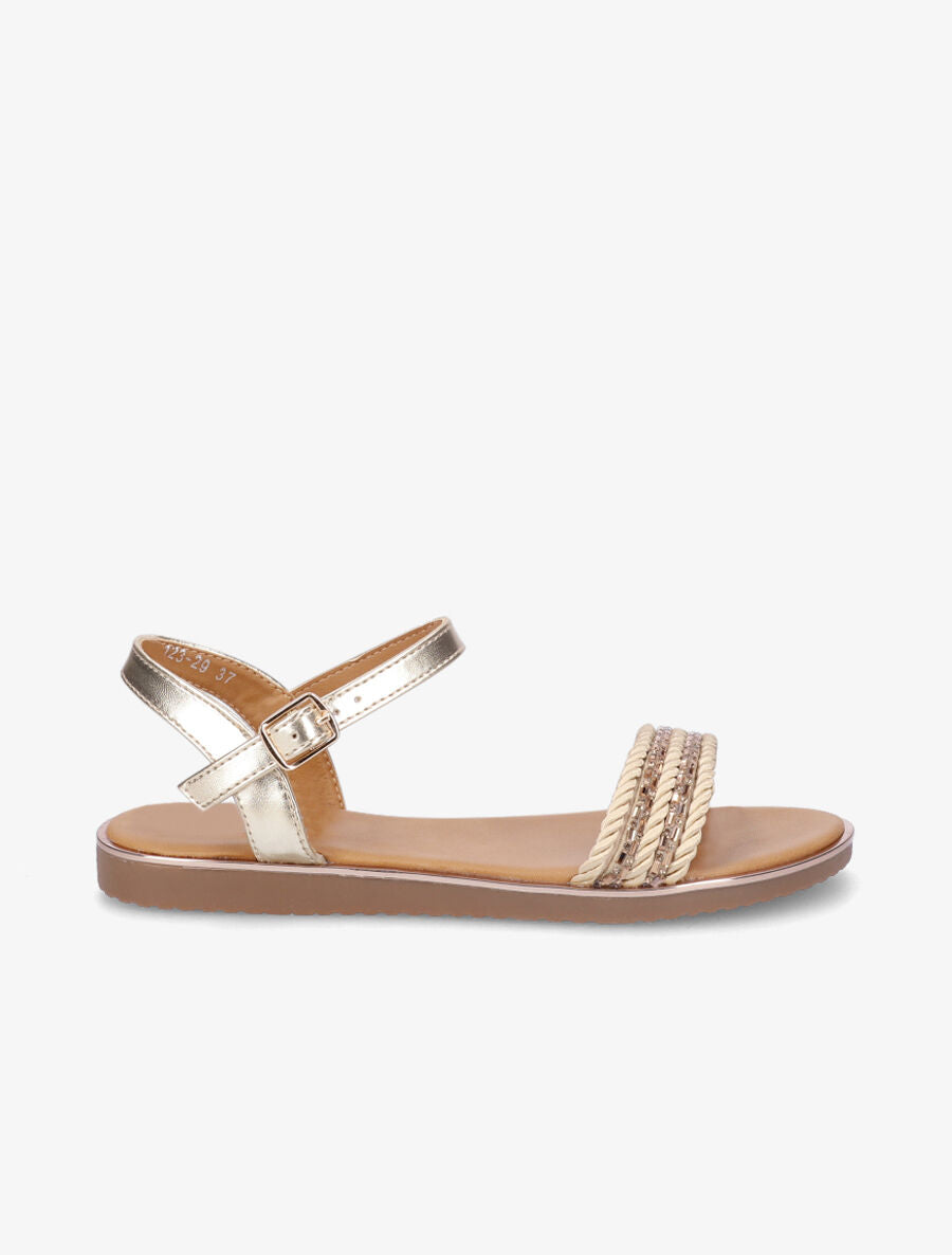 Nu-pieds à bride à strass - Or - 1
