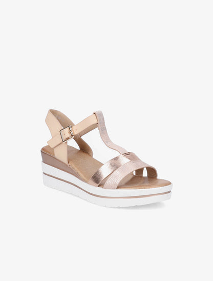 Sandales compensées en simili - Rose gold - 2