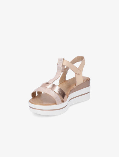 Sandales compensées en simili - Rose gold - 3