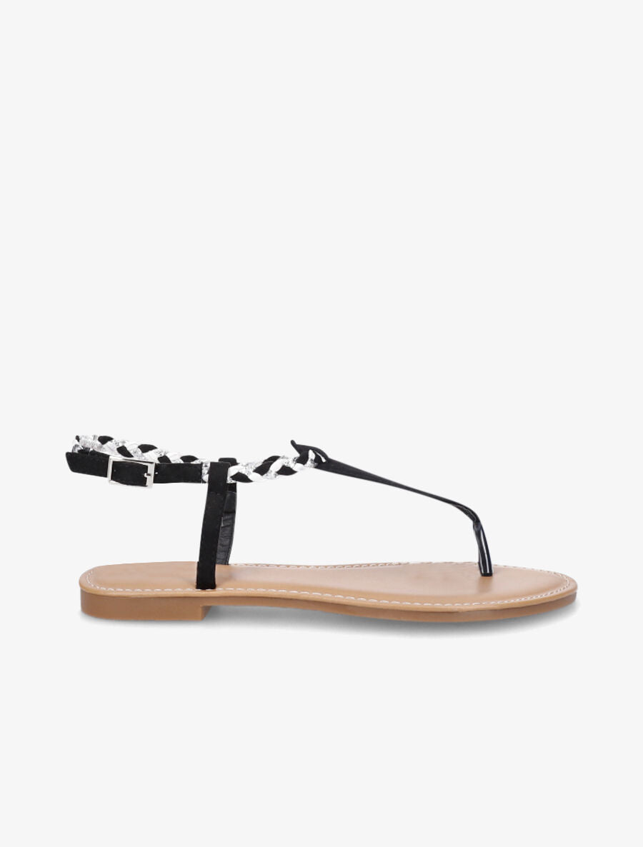 Nu-pieds tressés en suédine - Noir - 2