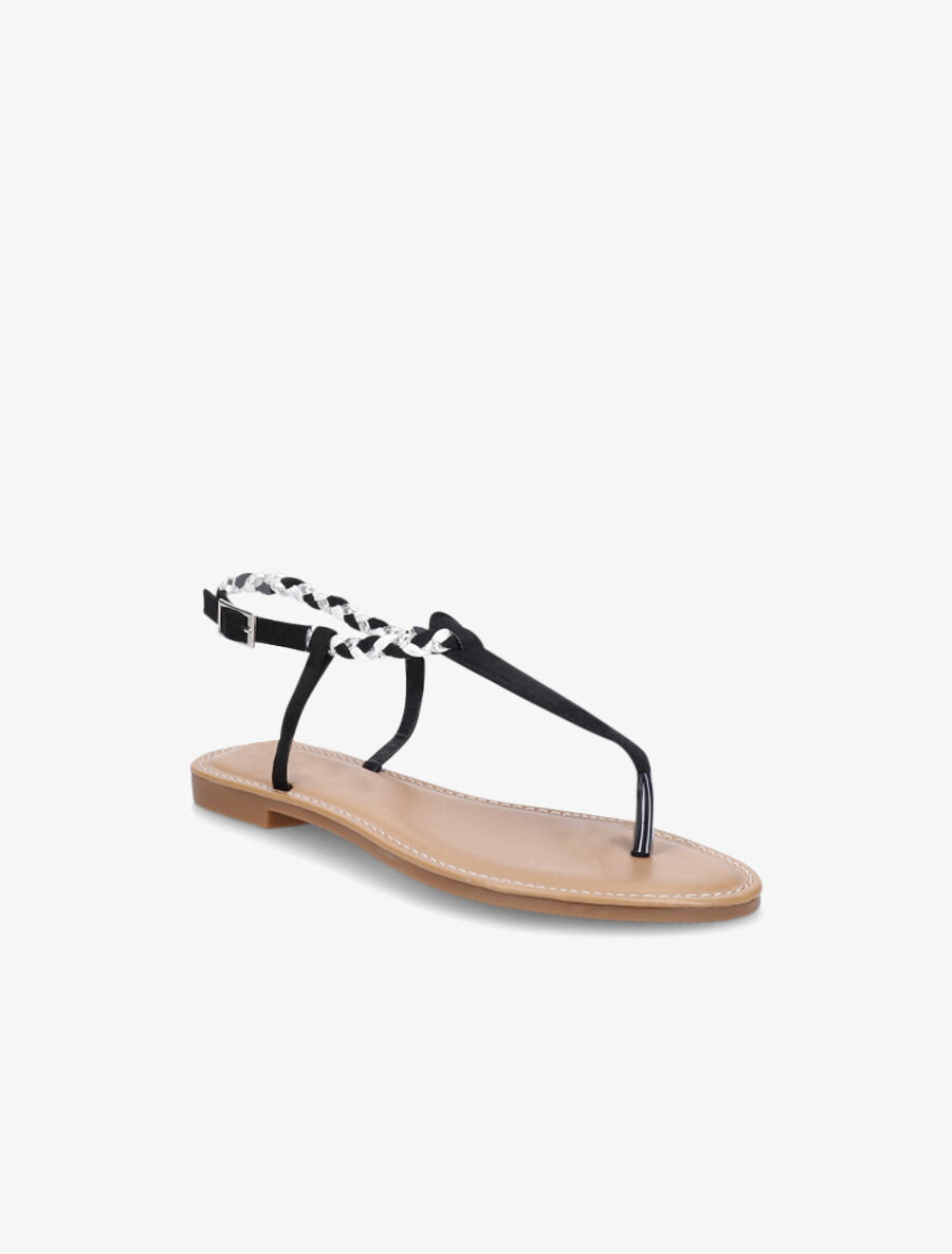 Nu-pieds tressés en suédine - Noir - 3