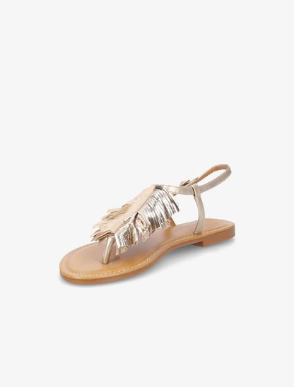 Nu-pieds à franges en simili - Or - 3