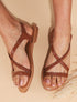 Nu-pieds en simili à bride tressée - Camel - 1