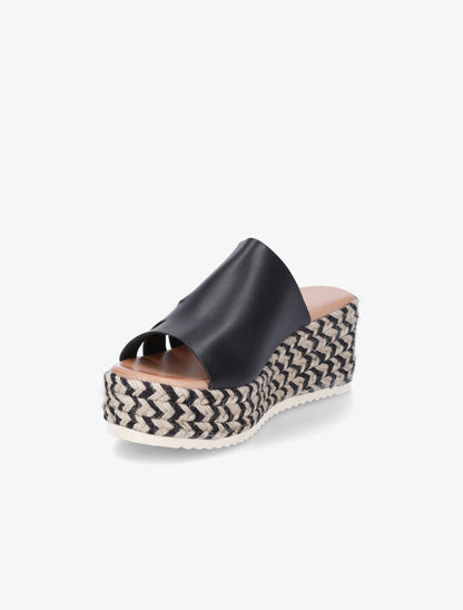 Mules compensées ajourées en simili - Noir - 3