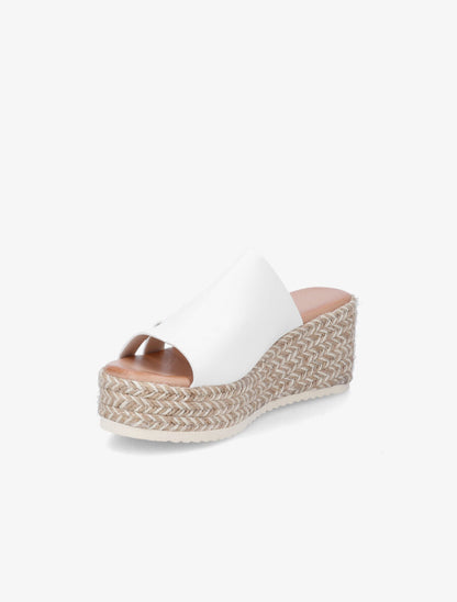 Mules compensées ajourées en simili - Blanc - 3