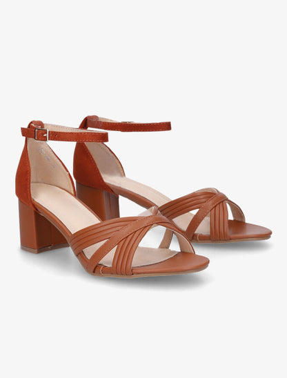 Sandales mi-haute bi-matière - Camel - 4