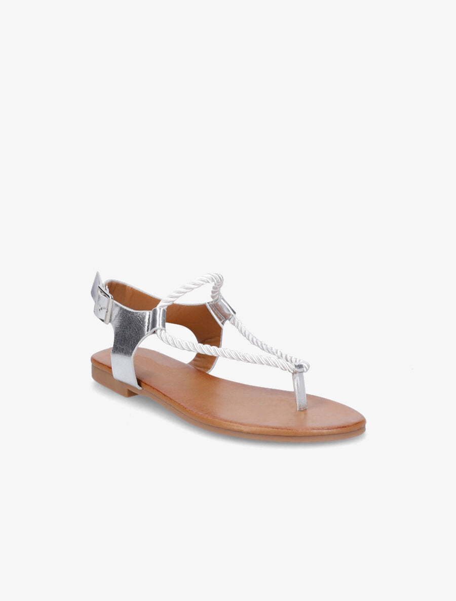 Nu-pieds lanières en corde - Argent - 2