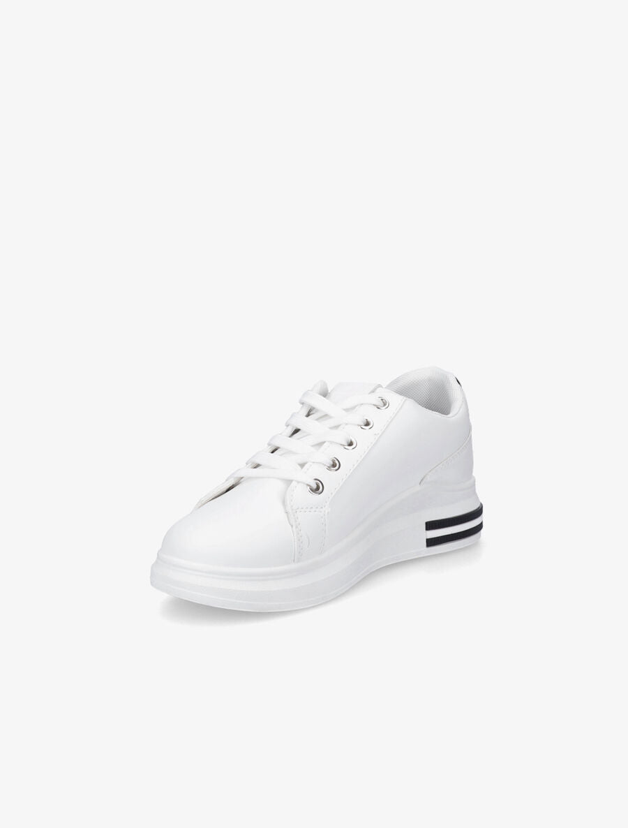 Sneakers classique en simili et suédine - Noir - 3