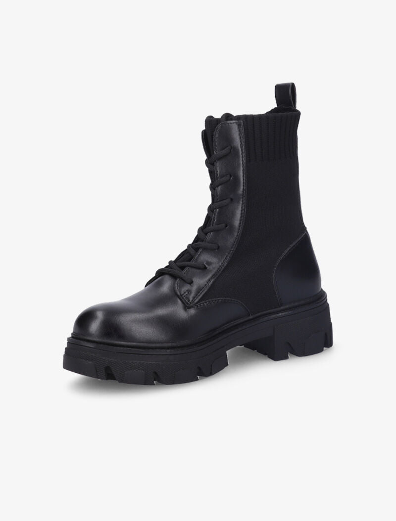 Bottines en simili à semelle crantée - Noir - 4