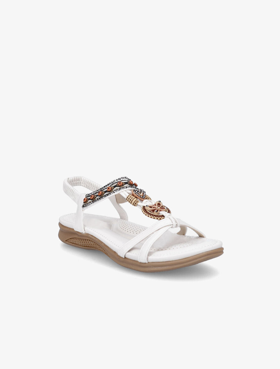 Nu-pieds brodés à strass - Blanc - 2