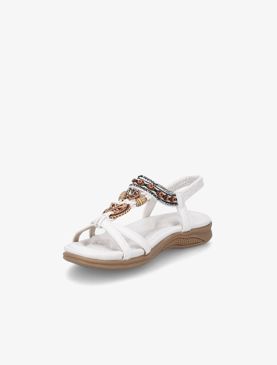 Nu-pieds brodés à strass - Blanc - 3