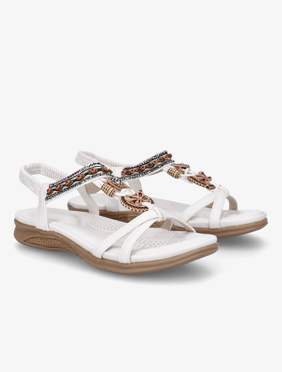 Nu-pieds brodés à strass - Blanc - 4