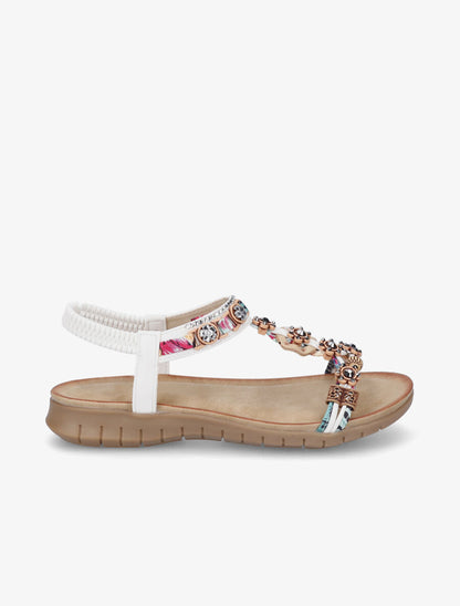 Nu-pieds fleurs en strass - Blanc - 1