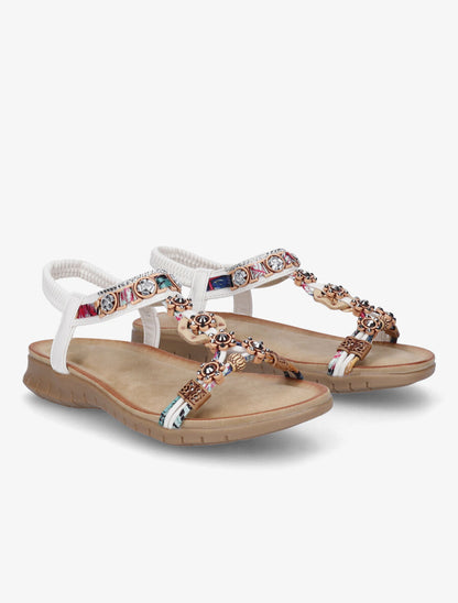 Nu-pieds fleurs en strass - Blanc - 4