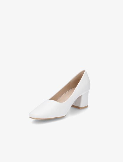Escarpins mi-haut talon carré - Blanc - 3