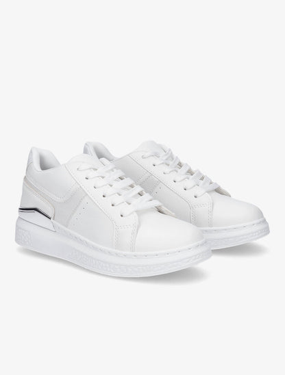 Sneakers à bandes irisées et semelle à détail métallique - Blanc - 4