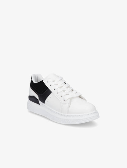 Sneakers à bandes irisées et semelle à détail métallique - Blanc/noir - 2