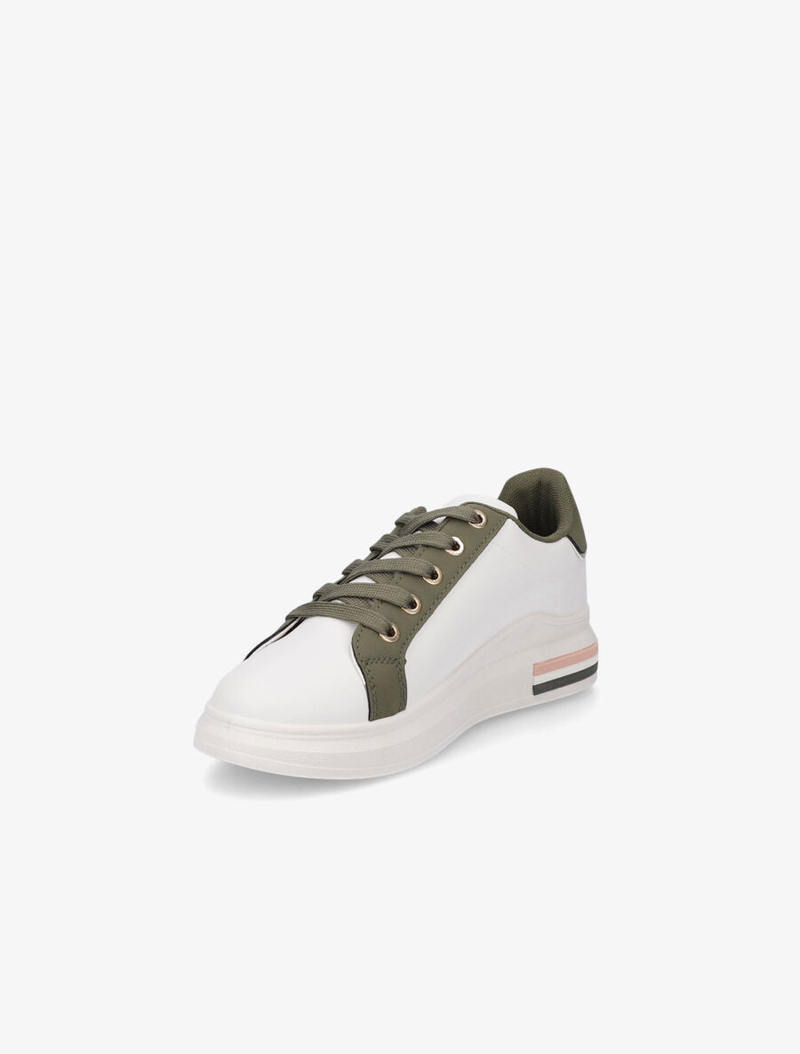 Sneakers en simili à bandes irisées - Kaki - 3