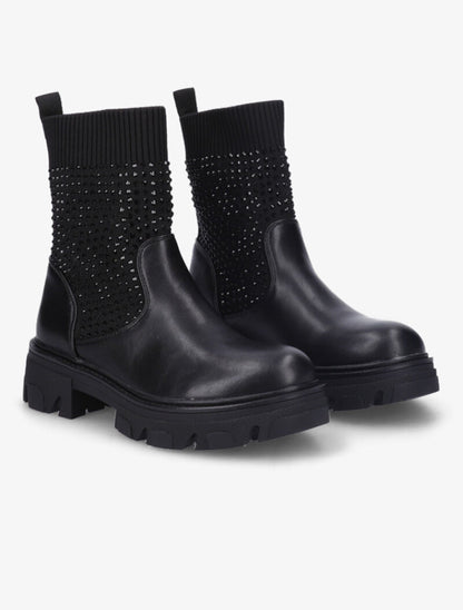 Boots style motard à strass - Noir - 1