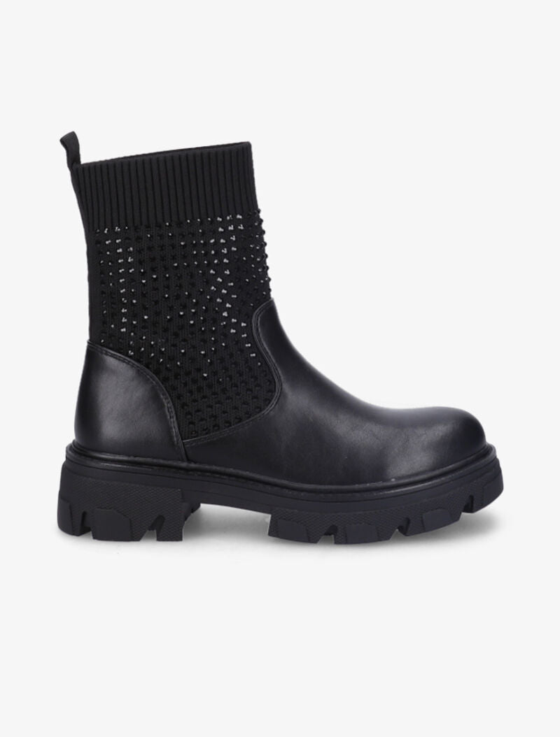 Boots style motard à strass - Noir - 2