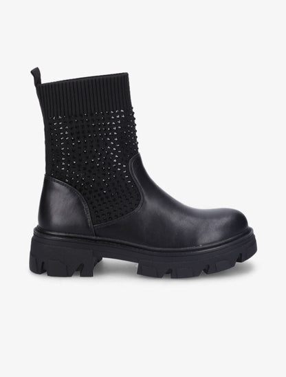 Boots style motard à strass - Noir - 2
