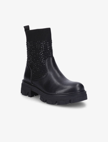 Boots style motard à strass - Noir - 3