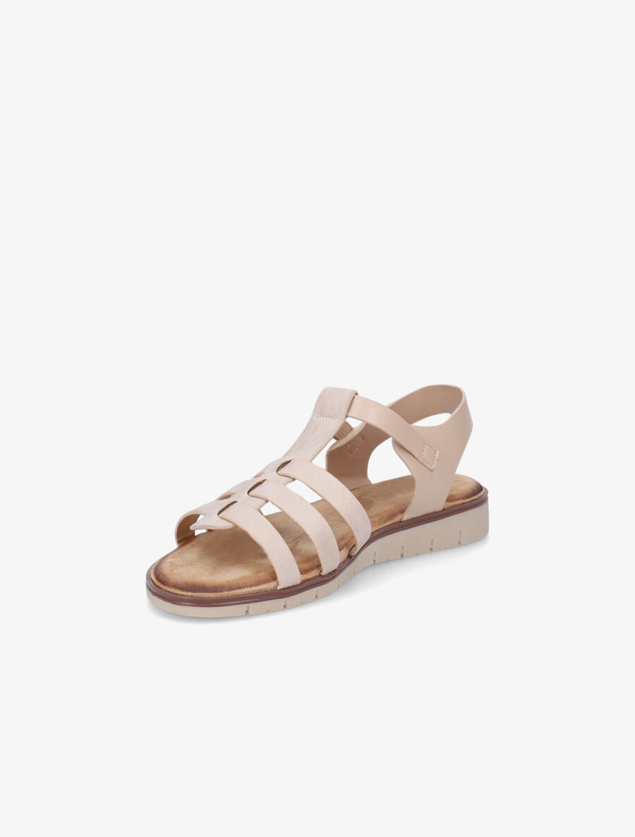 Nu-pieds style spartiates en simili - Rose - 3