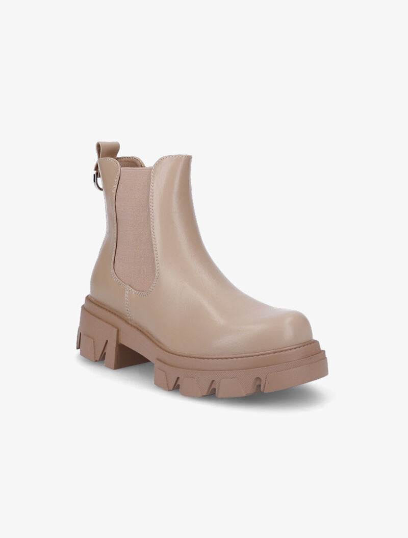 Chelsea boots à bout rond et anneau métallique - Taupe - 3