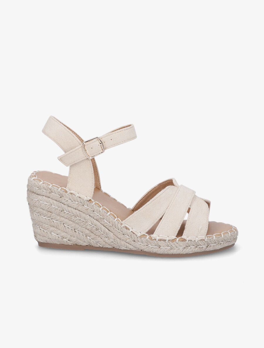 Sandales compensées à triple brides - Beige clair - 5