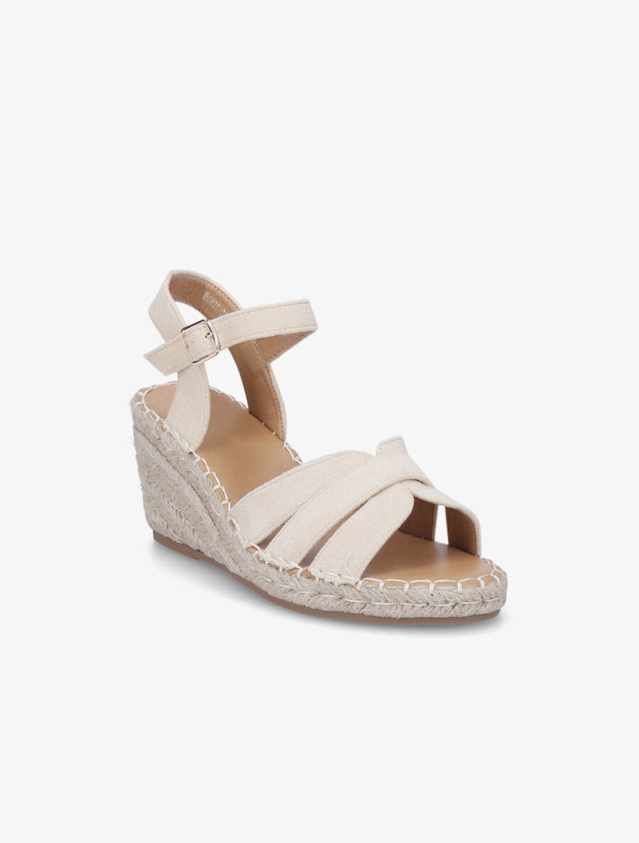 Sandales compensées à triple brides - Beige clair - 2