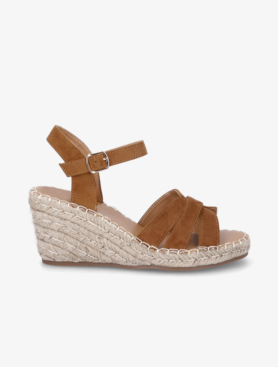 Sandales compensées à triple brides - Camel - 5