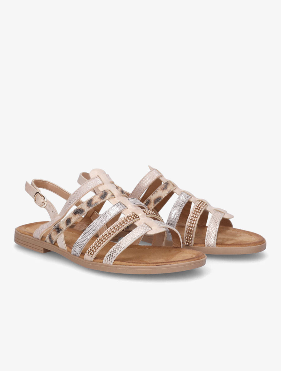 Nu-pieds en simili à multibrides - Rose - 4