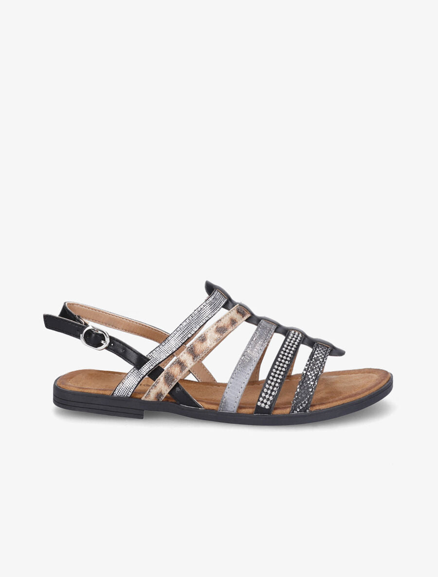 Nu-pieds en simili à multibrides - Noir - 5