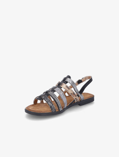 Nu-pieds en simili à multibrides - Noir - 3