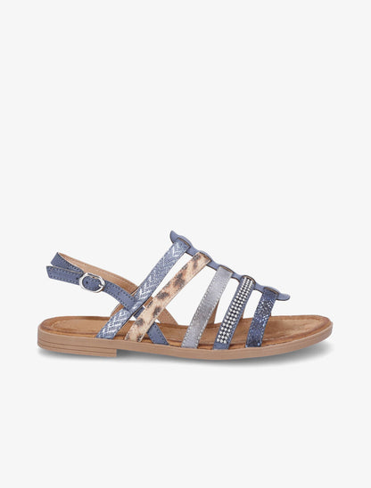Nu-pieds en simili à multibrides - Bleu - 1