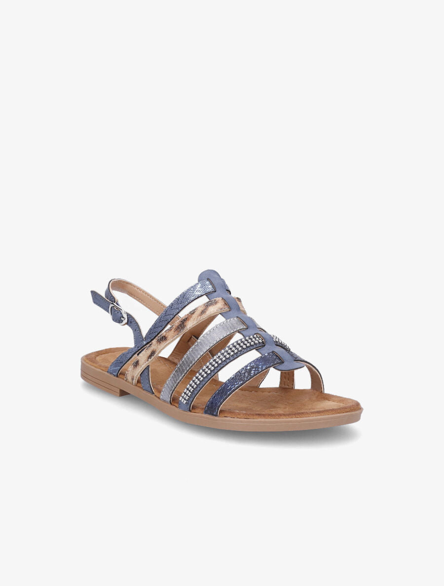 Nu-pieds en simili à multibrides - Bleu - 2
