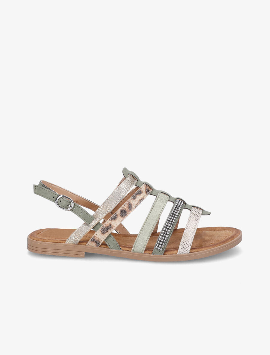 Nu-pieds en simili à multibrides - Kaki - 2