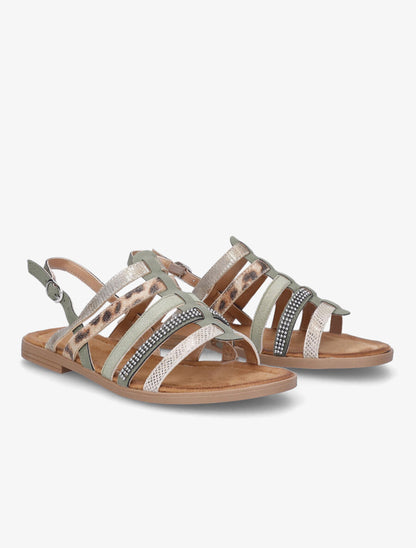 Nu-pieds en simili à multibrides - Kaki - 5