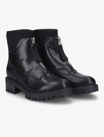 Bottines bi-matière à fermeture zip - Noir - 5