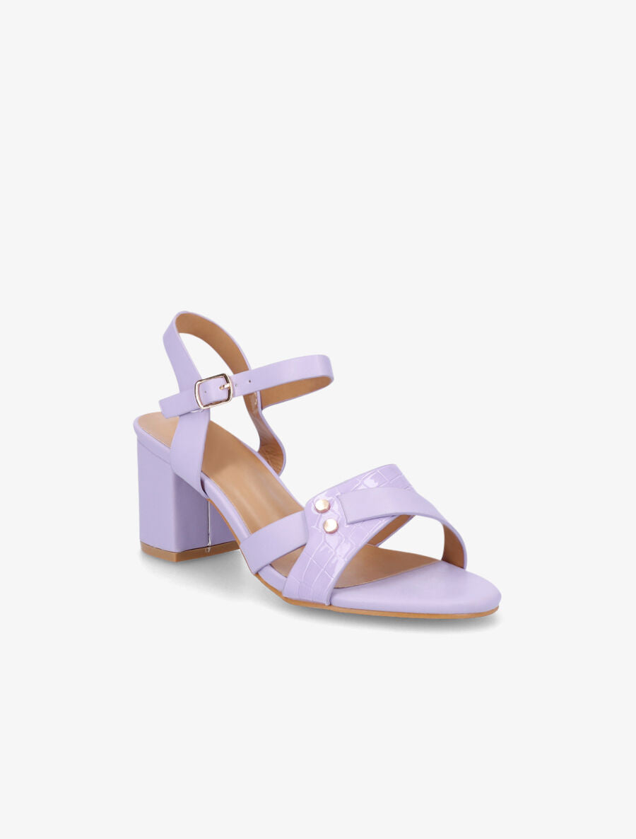 Sandales en simili à brides entrecroisées - Lilas - 2