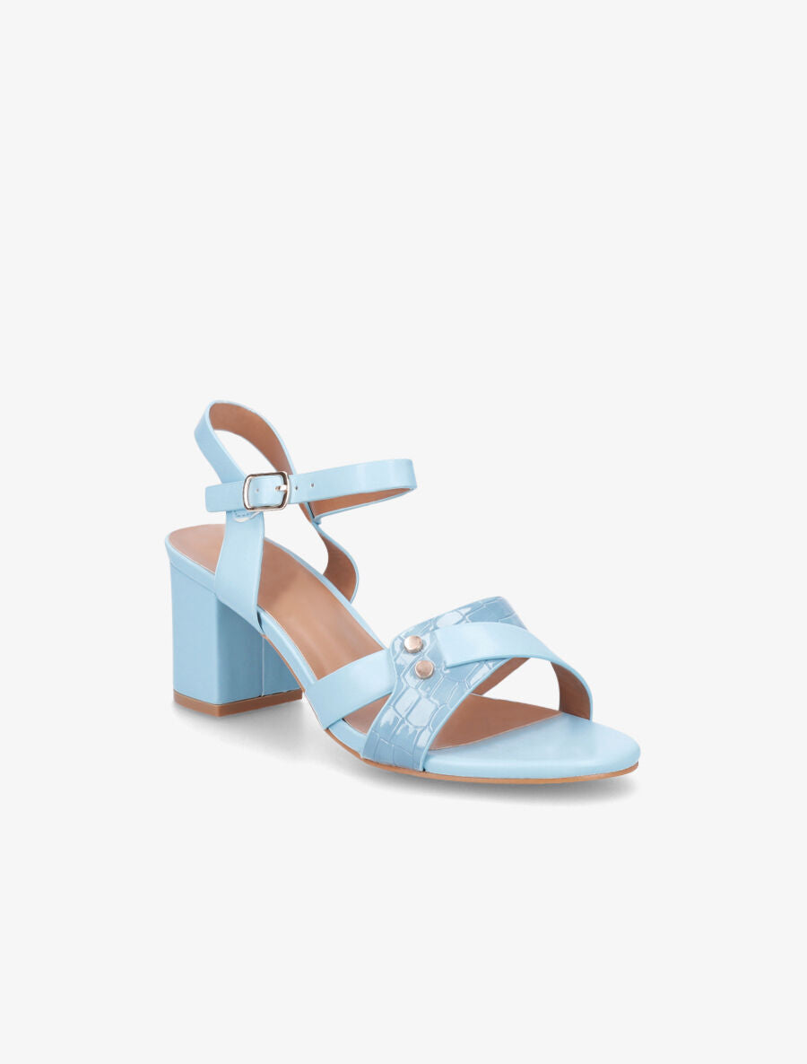 Sandales en simili à brides entrecroisées - Bleu ciel - 2
