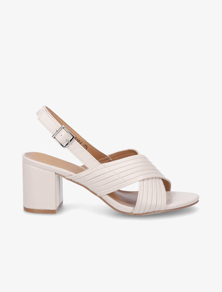 Sandales unies à brides épaisses - Beige - 1