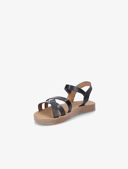 Nu-pieds en simili à brides irisées et python - Noir - 3