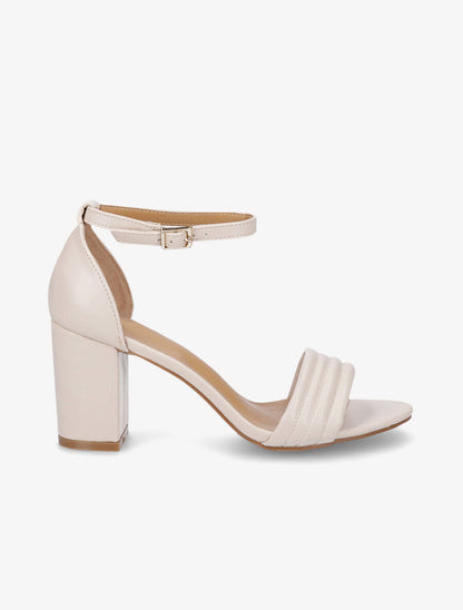 Sandales hautes à bride matelassée - Beige - 1