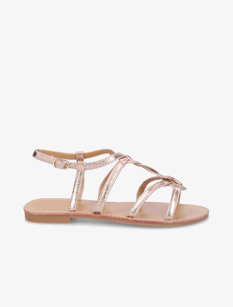 Nu-pieds tressés en simili - Rose gold - 1