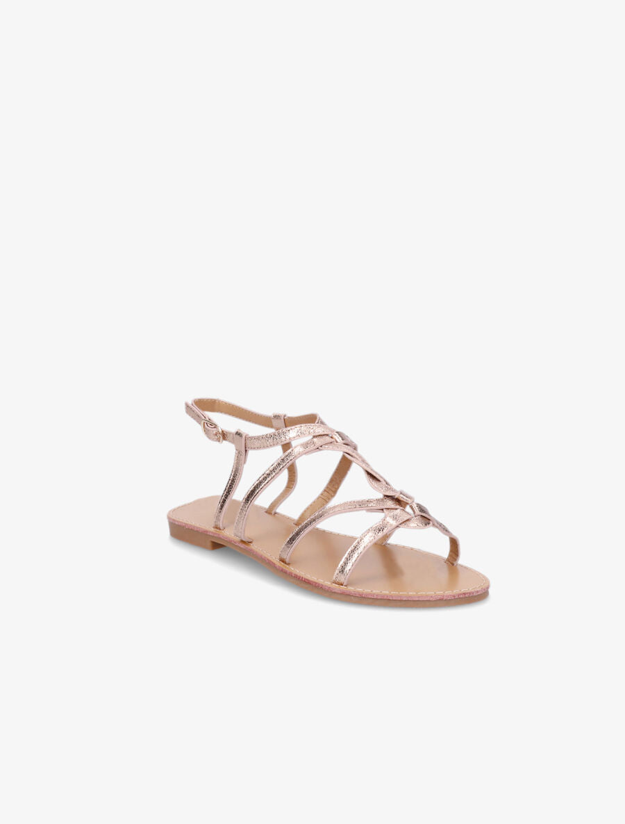 Nu-pieds tressés en simili - Rose gold - 2