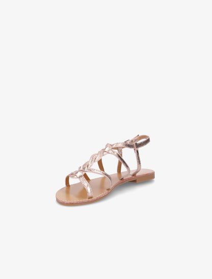 Nu-pieds tressés en simili - Rose gold - 3