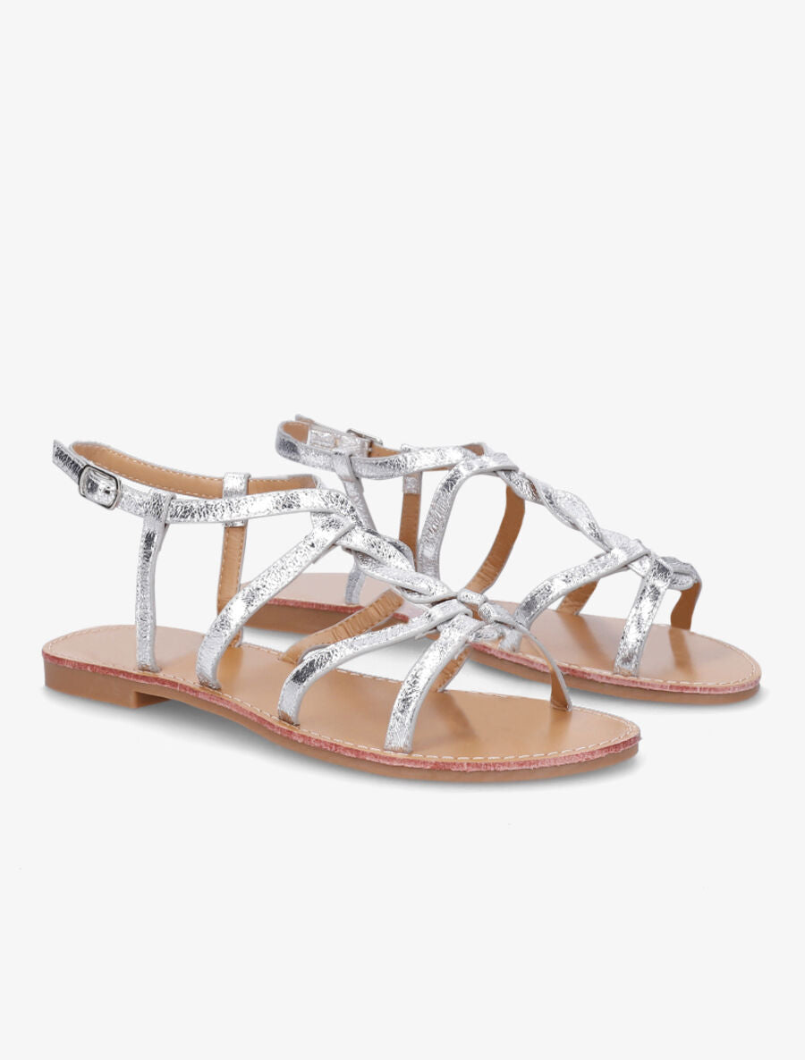 Nu-pieds tressés en simili - Argent - 4