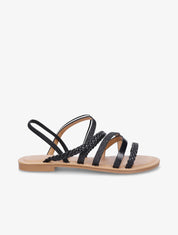 Nu-pieds à multibrides et contrefort élastiqué - Noir - 5