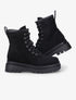 Bottines en suédine à lacets et plateforme - Noir - 1